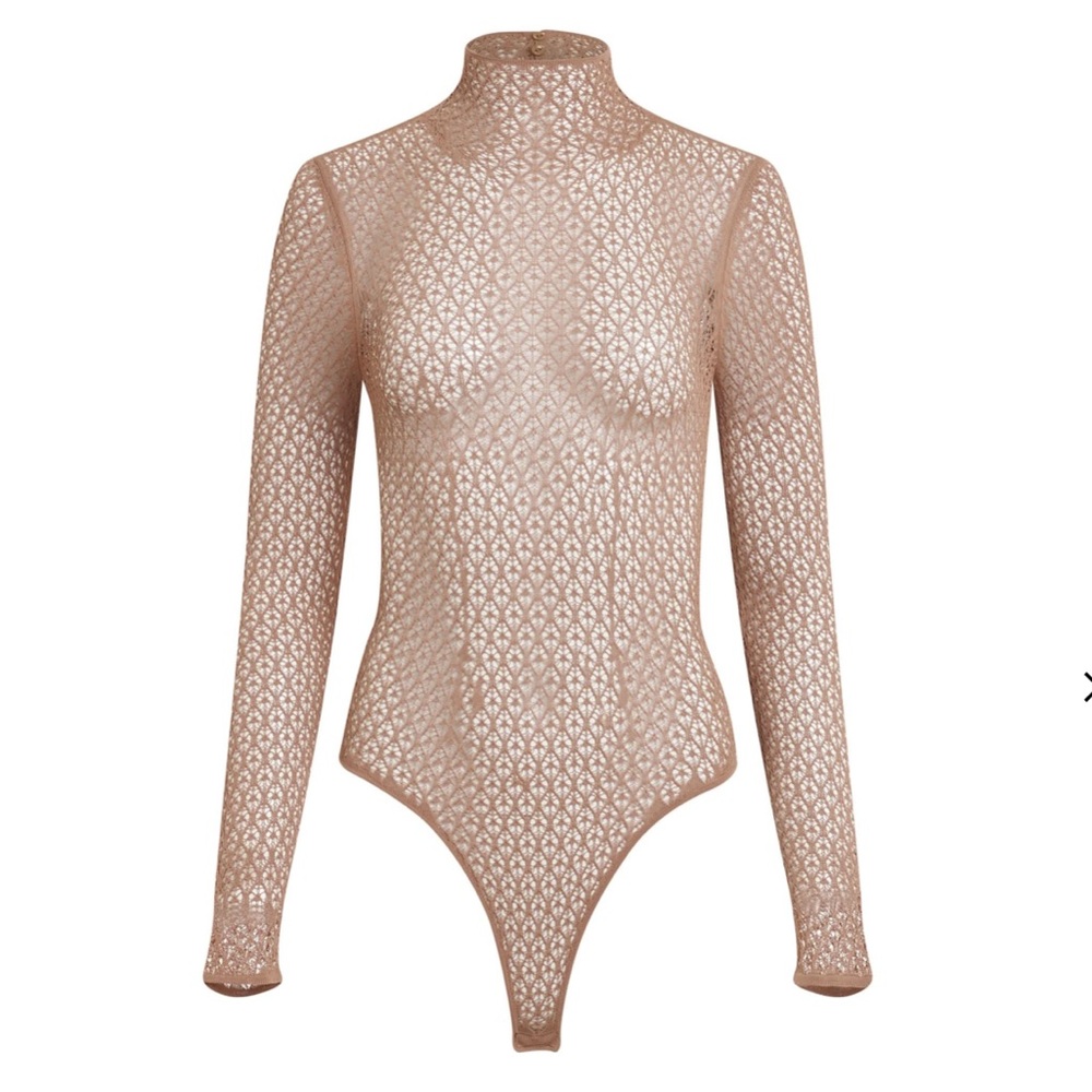 Khaite Fena Diamond-lace Bodysuit In Almond - XS - NWT